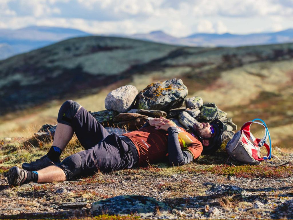 Mountain Biker resting in Norway